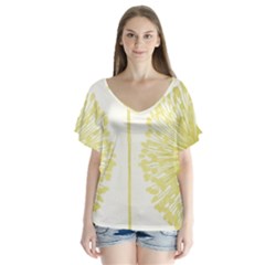 Flower Floral Yellow Flutter Sleeve Top by Mariart