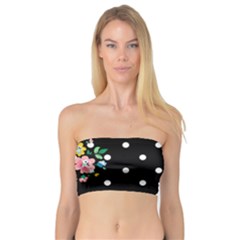 Flower Frame Floral Polkadot White Black Bandeau Top by Mariart