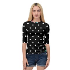 Flower Frame Floral Polkadot White Black Quarter Sleeve Tee