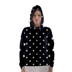 Flower Frame Floral Polkadot White Black Hooded Wind Breaker (women) by Mariart