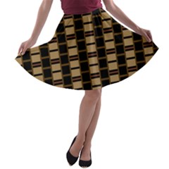 Geometric Shapes Plaid Line A-line Skater Skirt