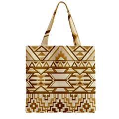 Geometric Seamless Aztec Gold Zipper Grocery Tote Bag by Mariart