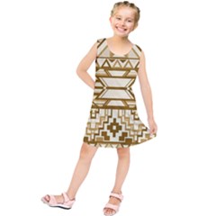 Geometric Seamless Aztec Gold Kids  Tunic Dress by Mariart