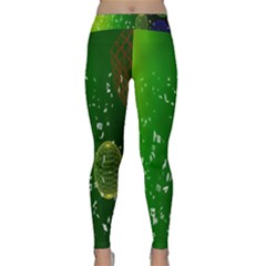 Geometric Shapes Letters Cubes Green Blue Classic Yoga Leggings by Mariart