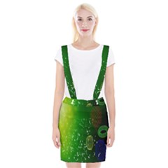 Geometric Shapes Letters Cubes Green Blue Braces Suspender Skirt by Mariart