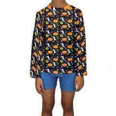 Ghost Pumkin Craft Halloween Hearts Kids  Long Sleeve Swimwear