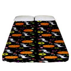 Ghost Pumkin Craft Halloween Hearts Fitted Sheet (King Size)