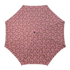 Horse Shoes Iron Pink Brown Golf Umbrellas by Mariart