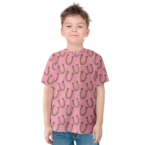 Horse Shoes Iron Pink Brown Kids  Cotton Tee by Mariart
