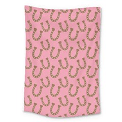 Horse Shoes Iron Pink Brown Large Tapestry by Mariart