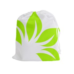 Leaf Green White Drawstring Pouches (extra Large) by Mariart