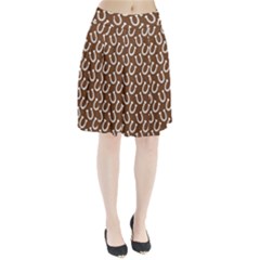 Horse Shoes Iron White Brown Pleated Skirt by Mariart