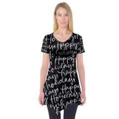 Happy Holidays Short Sleeve Tunic  by Mariart