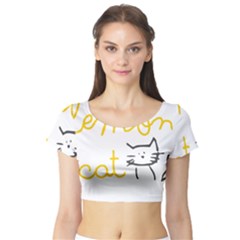 Lemon Animals Cat Orange Short Sleeve Crop Top (tight Fit) by Mariart