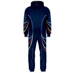 Line Light Blue Green Red Yellow Hooded Jumpsuit (men) 
