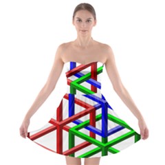 Impossible Cubes Red Green Blue Strapless Bra Top Dress
