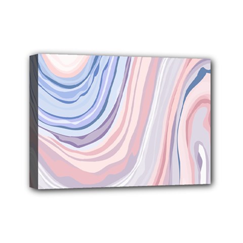 Marble Abstract Texture With Soft Pastels Colors Blue Pink Grey Mini Canvas 7  X 5 