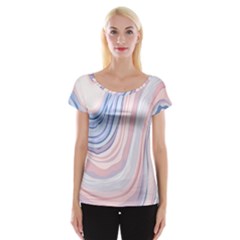 Marble Abstract Texture With Soft Pastels Colors Blue Pink Grey Women s Cap Sleeve Top by Mariart