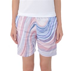 Marble Abstract Texture With Soft Pastels Colors Blue Pink Grey Women s Basketball Shorts by Mariart