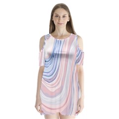 Marble Abstract Texture With Soft Pastels Colors Blue Pink Grey Shoulder Cutout Velvet  One Piece by Mariart