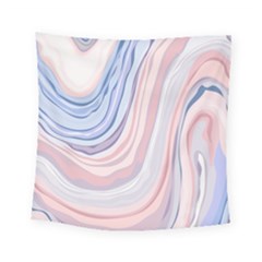 Marble Abstract Texture With Soft Pastels Colors Blue Pink Grey Square Tapestry (small)