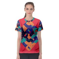 Plaid Red Sign Orange Blue Women s Sport Mesh Tee