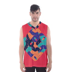 Plaid Red Sign Orange Blue Men s Basketball Tank Top