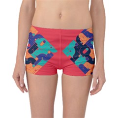 Plaid Red Sign Orange Blue Boyleg Bikini Bottoms by Mariart