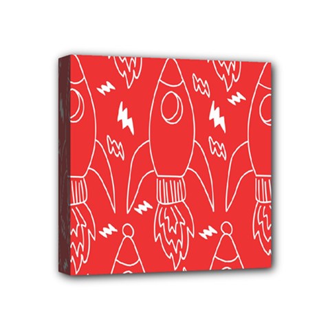 Moon Red Rocket Space Mini Canvas 4  X 4  by Mariart