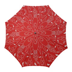 Moon Red Rocket Space Golf Umbrellas by Mariart