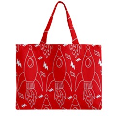 Moon Red Rocket Space Zipper Mini Tote Bag by Mariart