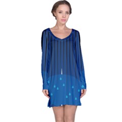 Rain Blue Sky Water Black Line Long Sleeve Nightdress by Mariart