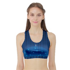 Rain Blue Sky Water Black Line Sports Bra With Border