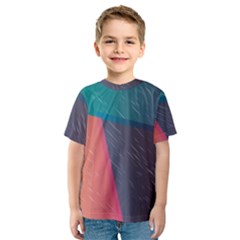 Modern Minimalist Abstract Colorful Vintage Adobe Illustrator Blue Red Orange Pink Purple Rainbow Kids  Sport Mesh Tee