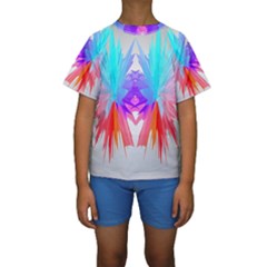 Poly Symmetry Spot Paint Rainbow Kids  Short Sleeve Swimwear