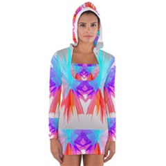 Poly Symmetry Spot Paint Rainbow Women s Long Sleeve Hooded T-shirt by Mariart