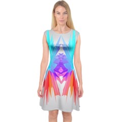 Poly Symmetry Spot Paint Rainbow Capsleeve Midi Dress by Mariart