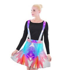 Poly Symmetry Spot Paint Rainbow Suspender Skater Skirt