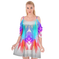 Poly Symmetry Spot Paint Rainbow Cutout Spaghetti Strap Chiffon Dress