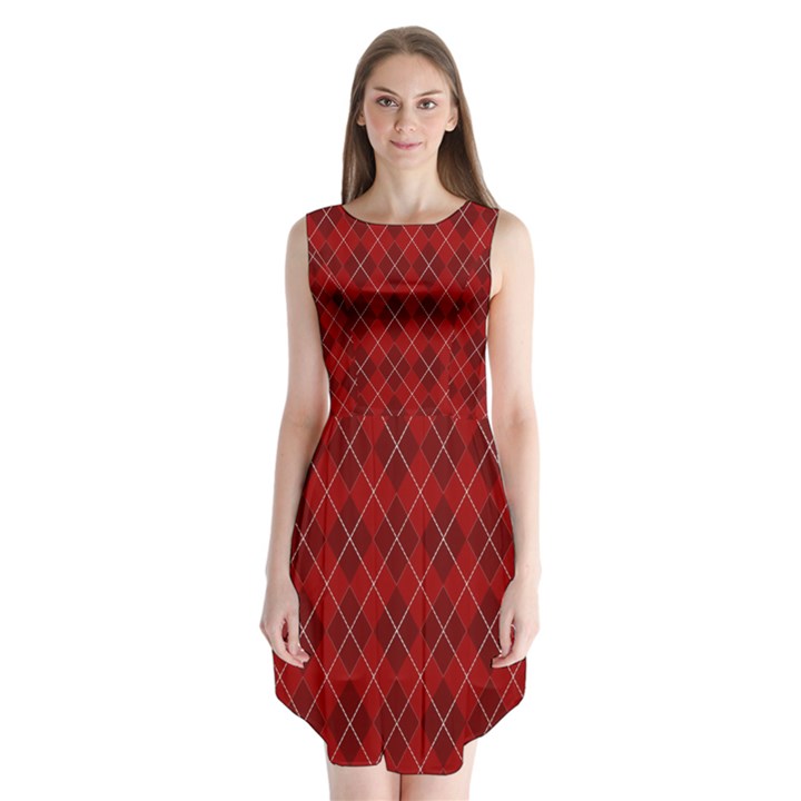 Plaid pattern Sleeveless Chiffon Dress  