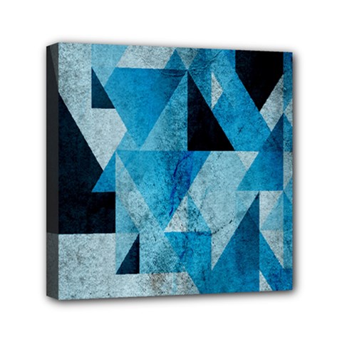 Plane And Solid Geometry Charming Plaid Triangle Blue Black Mini Canvas 6  X 6 