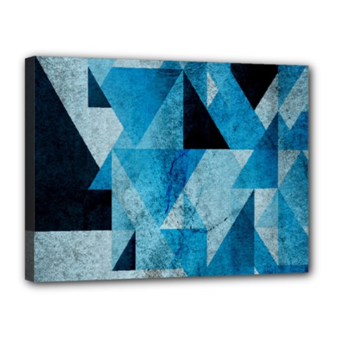 Plane And Solid Geometry Charming Plaid Triangle Blue Black Canvas 16  X 12  by Mariart