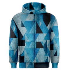 Plane And Solid Geometry Charming Plaid Triangle Blue Black Men s Zipper Hoodie by Mariart