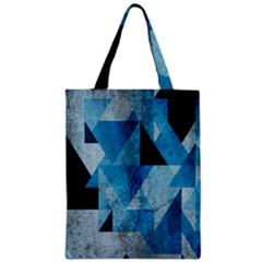 Plane And Solid Geometry Charming Plaid Triangle Blue Black Zipper Classic Tote Bag
