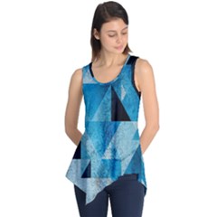 Plane And Solid Geometry Charming Plaid Triangle Blue Black Sleeveless Tunic by Mariart