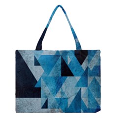 Plane And Solid Geometry Charming Plaid Triangle Blue Black Medium Tote Bag by Mariart