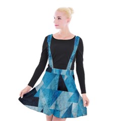 Plane And Solid Geometry Charming Plaid Triangle Blue Black Suspender Skater Skirt by Mariart