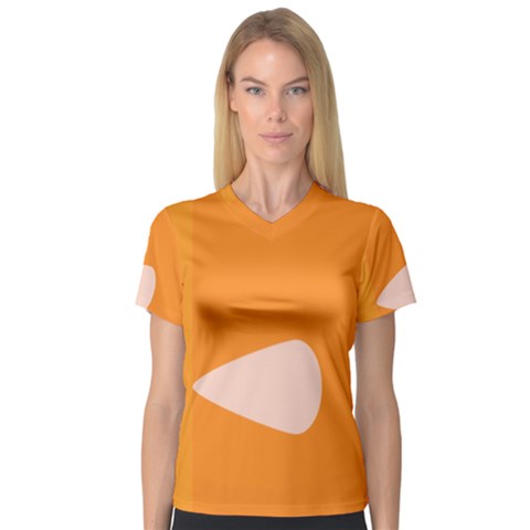 Screen Shot Circle Animations Orange White Line Color Women s V-neck Sport Mesh Tee by Mariart