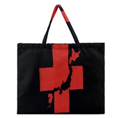 Sign Health Red Black Zipper Large Tote Bag