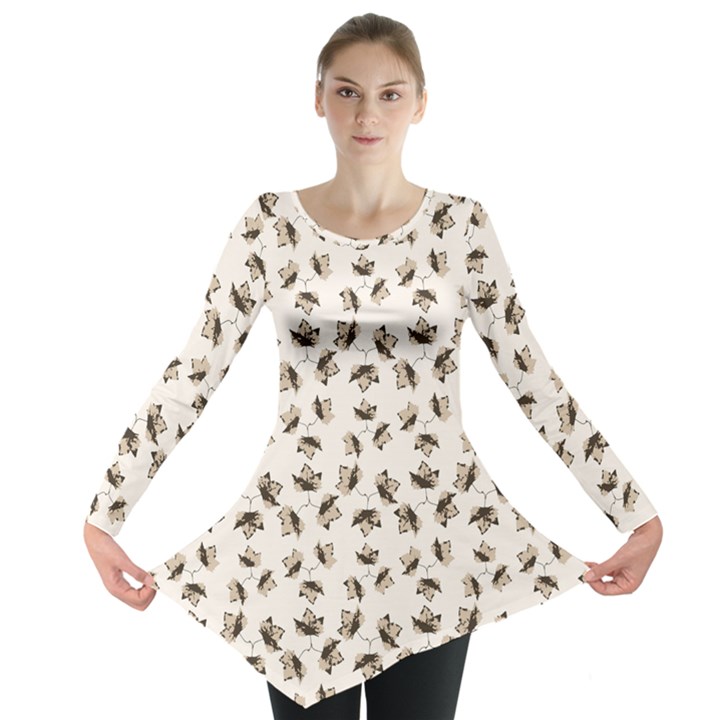 Autumn Leaves Motif Pattern Long Sleeve Tunic 